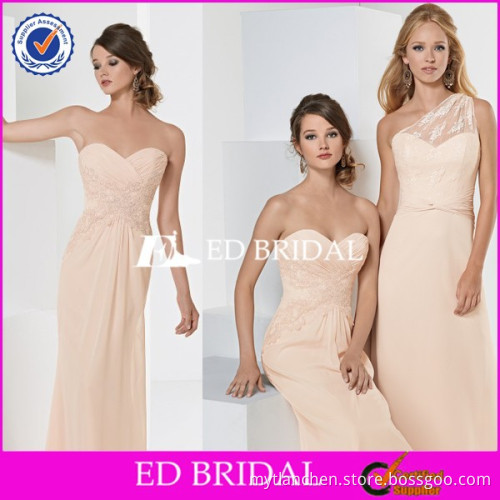 CE432 Graceful Customized China Strapless Nude Pink Chiffon Convertible Bridesmaid Dress